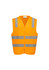An orange unisex zip vest with reflective silver stripes, designed for safety wear, featuring a logo.