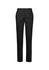 A pair of women's black tapered pants with an adjustable waist, featuring a sleek design and subtle branding.