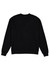 A black men's crew sweatshirt featuring a classic design and a logo on the back.