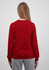 A red women's long sleeve tee viewed from the back, featuring a simple design and a comfortable fit.