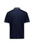 A navy short sleeve polo shirt with a contrasting collar and a logo. The back view shows a clean, simple design.