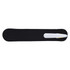 A black pen with a white tip and a logo, designed for writing purposes.