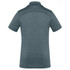 A dark grey women's polo shirt with short sleeves and a subtle texture, featuring a collar and a logo.
