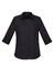 A black Women's Charlie 3/4 sleeve button-up shirt with a standard collar and rolled cuffs, featuring a logo.