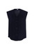 A sleeveless black blouse featuring a button front, with a relaxed fit and a subtle collar. It has a logo tag.
