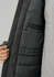 A black unisex rain jacket with a padded interior and inner pockets, showcasing its detailed lining.