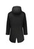 A black unisex sphere jacket featuring a hood and a back vent design, with a discreet logo on the fabric.
