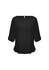 A black women's boatneck top with rolled sleeves and a scooped hem, featuring a back keyhole detail.