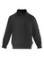 A black unisex 1/4 zip brushed fleece pullover featuring long sleeves and a zippered collar. The pullover has a logo.