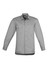 A lightweight long sleeve shirt in grey with two chest pockets and a button-up front, featuring a logo.