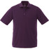 A purple short sleeve polo shirt for men featuring a collar and buttons, with a logo on the label.