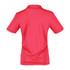 A red women's polo shirt featuring a classic short sleeve design and a collar, with a logo on the back.