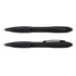 A black stylus pen with a sleek design, featuring a clip and a black rubber tip for touchscreen use.