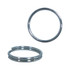 A metal split ring in a shiny silver finish, presented in two angles. It features a smooth surface.