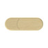A light wooden eco-friendly LED flash drive with a smooth, oval design; features a logo on its surface.