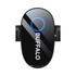 A black car charger with a circular LED indicator and a branding logo, designed for wireless phone charging.