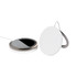 A magnetic wireless charge stand in white and silver, featuring a sleek, minimalist design and a rounded shape.