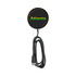 A black magnetic wireless charging stand with a USB cable, featuring a logo on the charging surface.