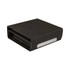 A black wireless charger with a textured finish and a sleek design, featuring a charging port and branding.
