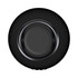 A black wireless charging speaker with a textured surface and a smooth centre, featuring a logo on the side.