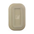 A light brown wireless charger with a rectangular shape and a branding logo on the surface.