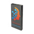 A sleek black power bank with a design featuring a profile silhouette and logo, offering 10,000 mAh capacity.