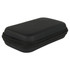A black, hard-shell case with a zip closure, designed for storing small items or electronics.