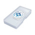 A white thermometer in a clear case, featuring a circular blue logo on the top.