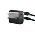 A black wall charger featuring dual USB ports, including Quick Charge 3.0 technology. It has a sleek design and branding.
