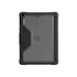 A rugged black iPad case featuring a textured grip and protective design, with a logo visible on the back.
