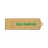 A tan Eco Swivel Flash Drive with a green logo, featuring a swivel mechanism for easy access.