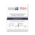 A rectangular RFID card shield featuring a logo and text, designed to protect contactless cards.