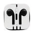 Black Razor Cabled Earphones neatly stored in a white case, featuring a control panel in the centre.
