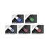 A collection of four flash drives in various colours: blue, green, white, and red, with different LED light indicators.
