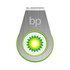A silver and green flash drive with a circular design and a logo featuring a yellow and green pattern.