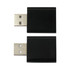 A black USB data blocker with two units stacked together, featuring a metallic USB connector on each end.