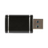 A black USB data blocker with silver accents, featuring a standard USB connector.