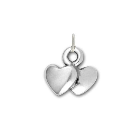 Sterling silver Double Heart Charm to add to necklaces and bracelets