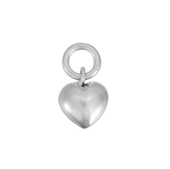 Sterling silver Puffed Heart Charm to add to necklaces, bracelets & more