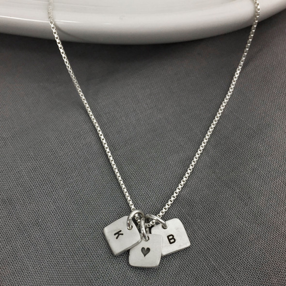 Tiny Square Initials Necklace
