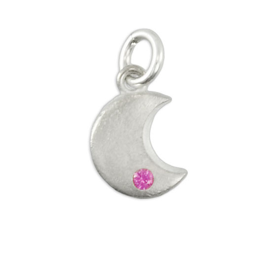 Sculpted Moon Charm with October Birthstone
