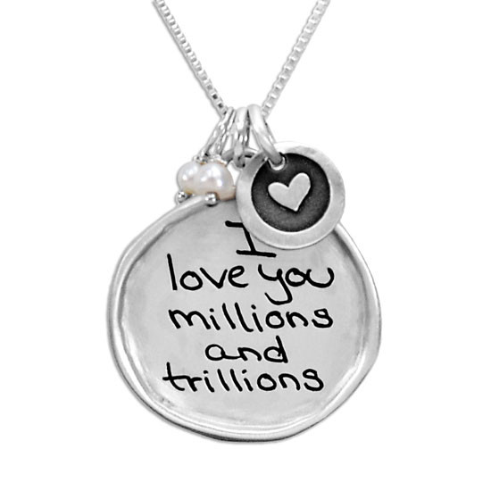 Custom Sculpted Raised Edge Circle Handwriting Necklace, personalized with handwritten message from husband for anniversary