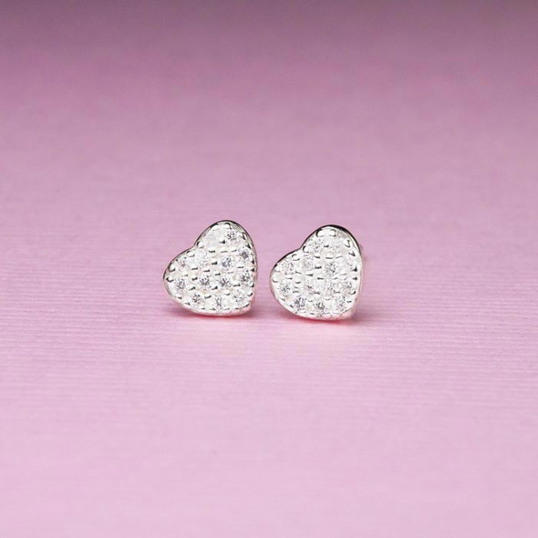 Cubic Zirconia Pave Heart Earrings
