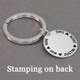 Stamped names on the back of custom hand stamped silver key chain for for mom
