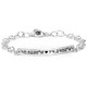 Silver personalized hand stamped coordinates bracelet, shown on white