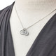 Tiny Framed Initial Silver Charm Necklace on model