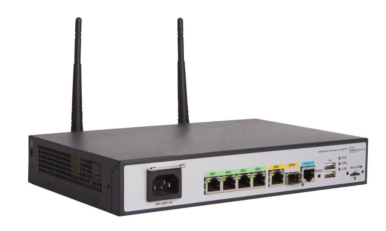 JH297A - HPE Networking MSR954-W 1GbE SFP (WW) 2GbE-WAN 4GbE-LAN Wireless 802.11n CWv7 Router