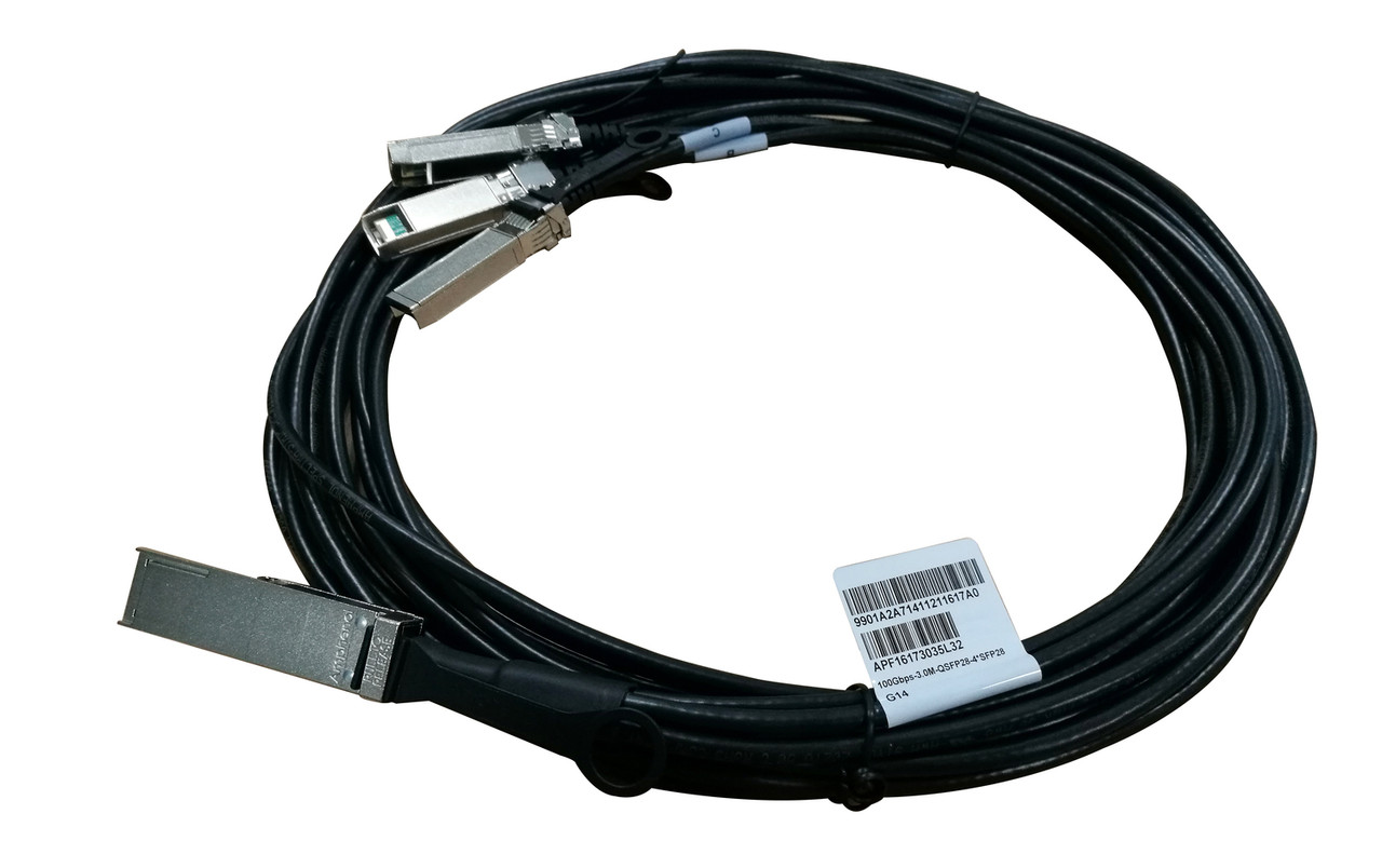 HPE X240 QSFP28 4xSFP28 3m Direct Attach Copper Cable, JL283A