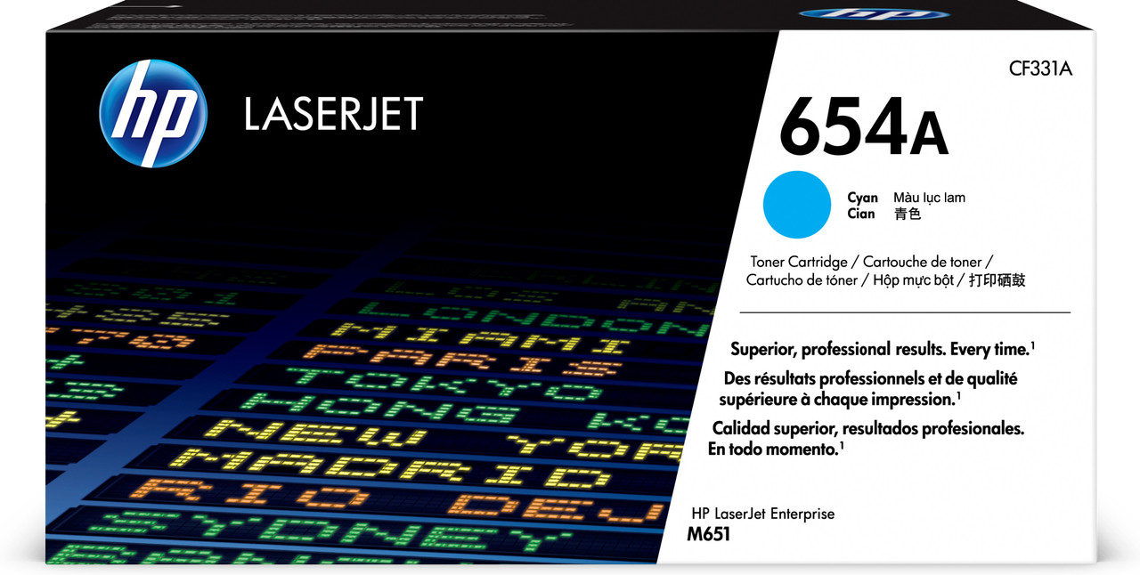 HP 654A Cyan Toner Cartridge CF331A CF331-00907a USRow