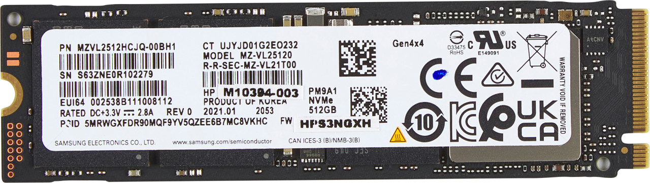 HP 512GB PCI-e 4x4 NVMe M2 SSD​